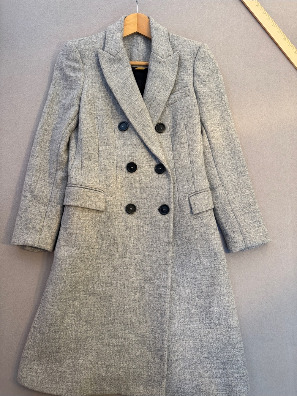 Zara Grey Double Breasted Long Coat XS – CBS Tracker TV Wardrobe